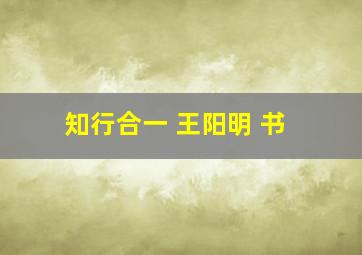 知行合一 王阳明 书